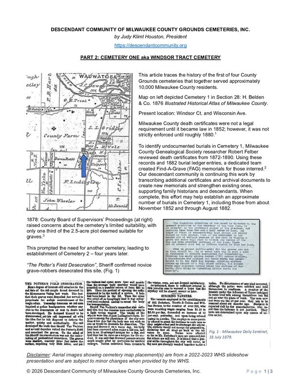 Part 2: Overview of Cemetery One: 1852-2024